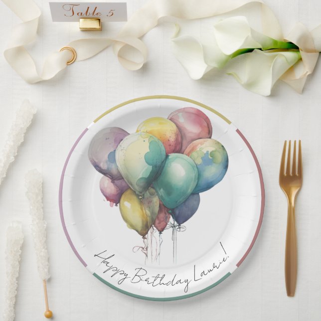 Customizable Birthday Plate, Happy Birthday Paper Plate (Wedding)