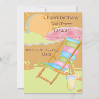 Customizable Birthday Pool Party Invitation