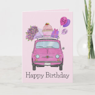 Customizable Birthday Retro 500 watercolor Card