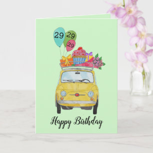 Customizable Birthday Retro 500 watercolor Card