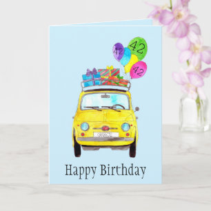 Customizable Birthday Retro 500 watercolor Card