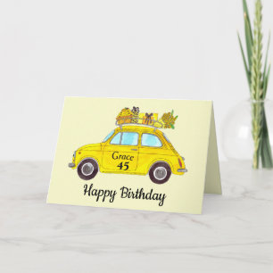 Customizable Birthday Retro Fiat 500 Card