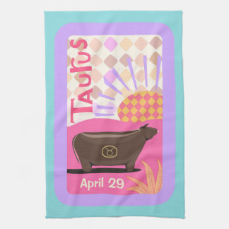Customizable Birthday Taurus Zodiac Tea Towel