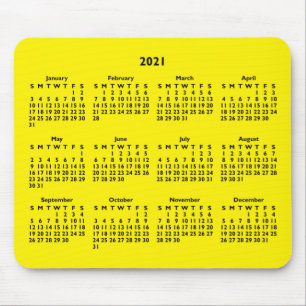 Customizable Black and Bright Yellow 2021 Calendar Mouse Pad