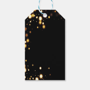 Customizable Black and Gold Bokeh Gift Tags