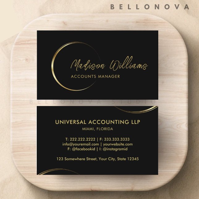 Customizable Black and Gold Professional Business  Business Card (Customizable Black and Gold Professional Business Business Card)