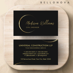 Customizable Black and Gold Professional Business  Card
