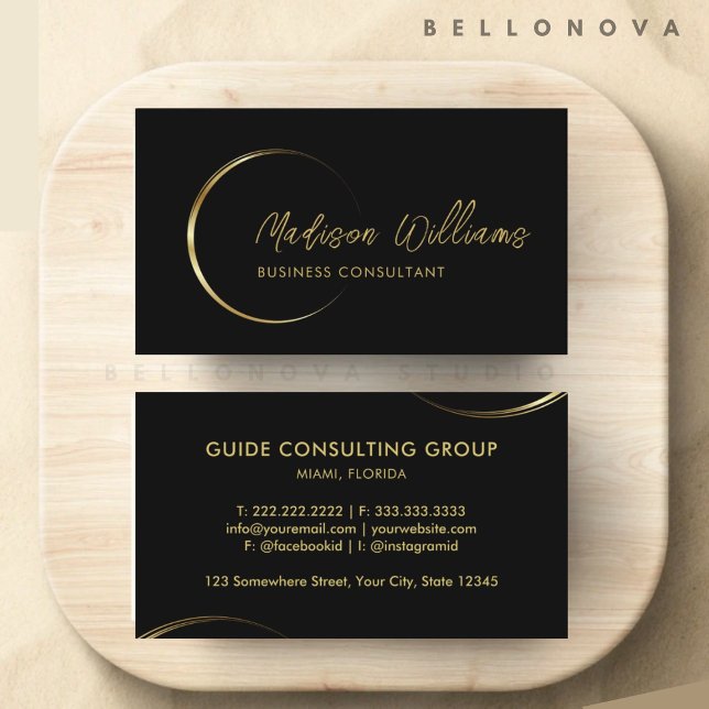 Customizable Black and Gold Professional Business  Card (Customizable Black and Gold Professional Business Business Card)