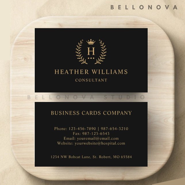 Customizable  Black And Gold Professional  Business Card (Customizable Black And Gold Professional Business Card)