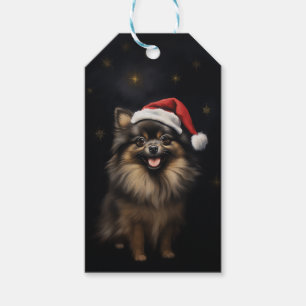 Customizable Black and Tan Pomeranian Christmas Gift Tags