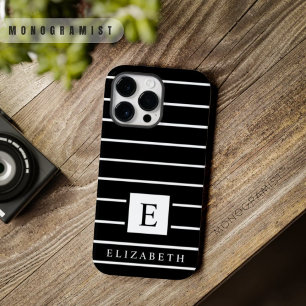 Customizable Black And White Colour Stripes  iPhone 14 Pro Max Case