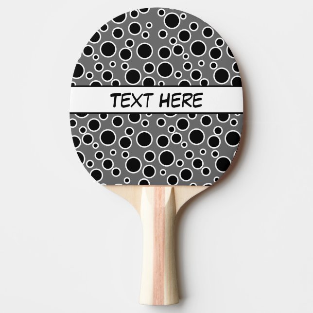 Customizable Black and White Dots Ping Pong Paddle (Front)
