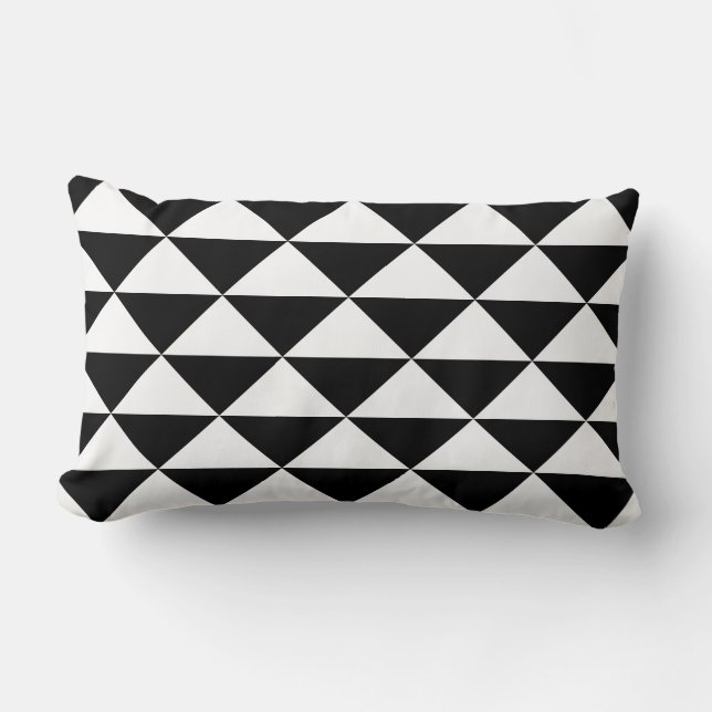 Customizable Black and White Geometric Pattern Lumbar Pillow (Front)