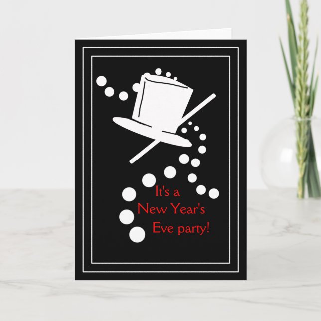 Customizable Black and White New Years Invite (Front)