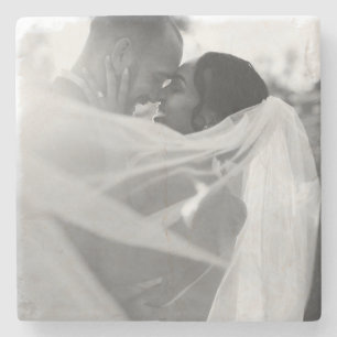 Customizable Black And White Photo Template Gift Stone Coaster