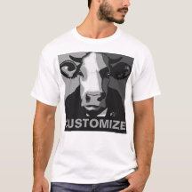 Customizable! Black and White Pop Art Cow Tshirt
