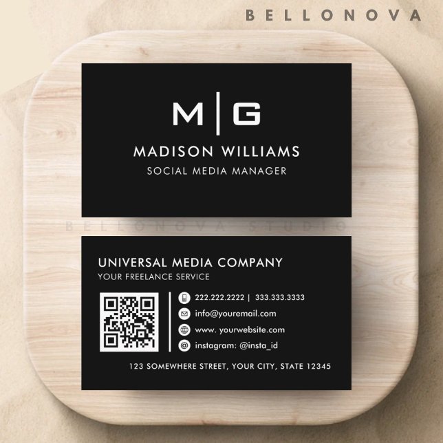 Customizable Black and White Professional  Business Card (Customizable Black and White Professional Business Card)