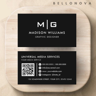 Customizable Black and White Professional  Business Card