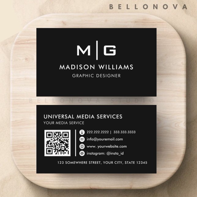 Customizable Black and White Professional  Business Card (Customizable Black and White Professional Business Card)