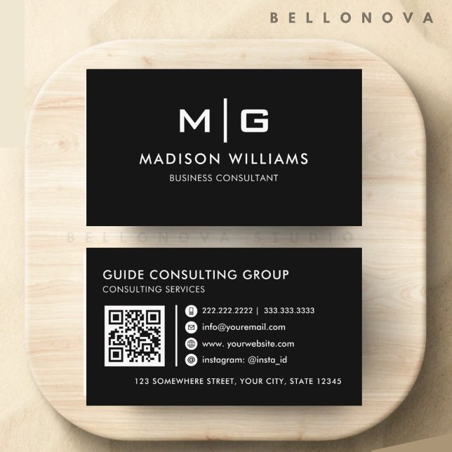 Customizable Black and White Professional  Business Card (Customizable Black and White Professional Business Card)