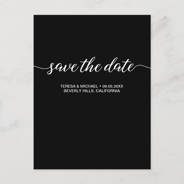 Customizable Black and White "Save the Date" Postcard (Front)