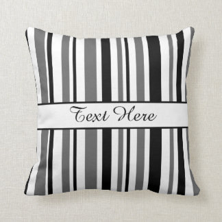 Customizable Black and White Stripes Throw Pillow
