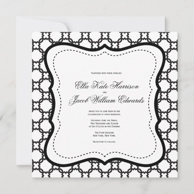 Customizable Black and White Wedding Invitation (Front)