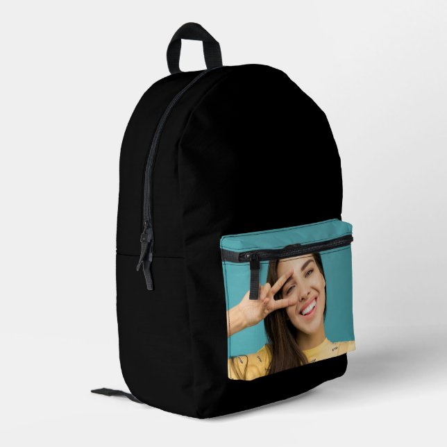 Customizable Black Backpack Personalized Photo (Back Corner Left)