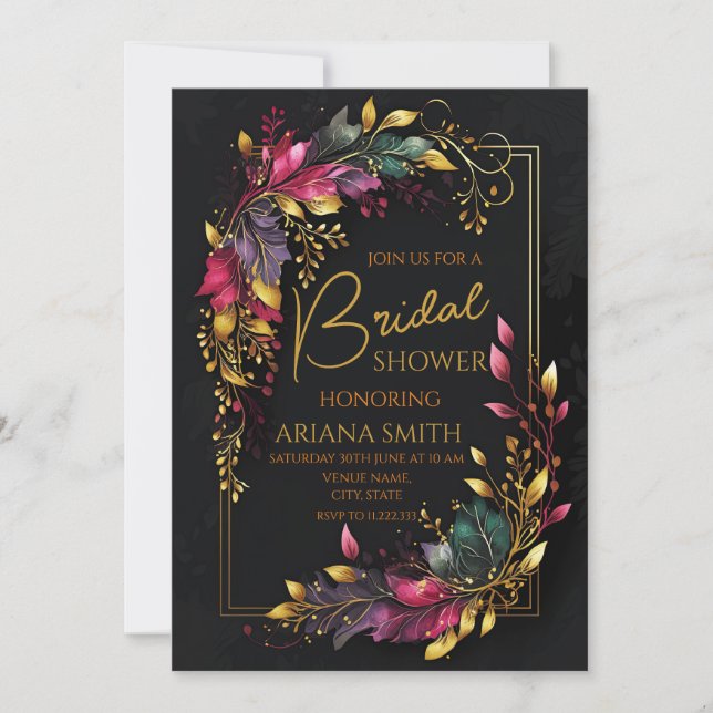 Customizable Black Bridal Shower Card (Front)