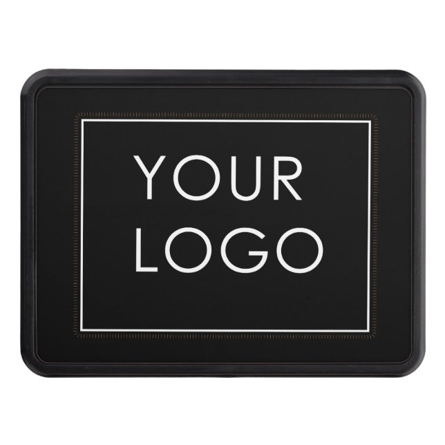 Customizable Black Business Company Logo Modern Trailer Hitch Cover (Front)