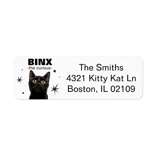 Customizable Black Cat Return Address Labels (Front)