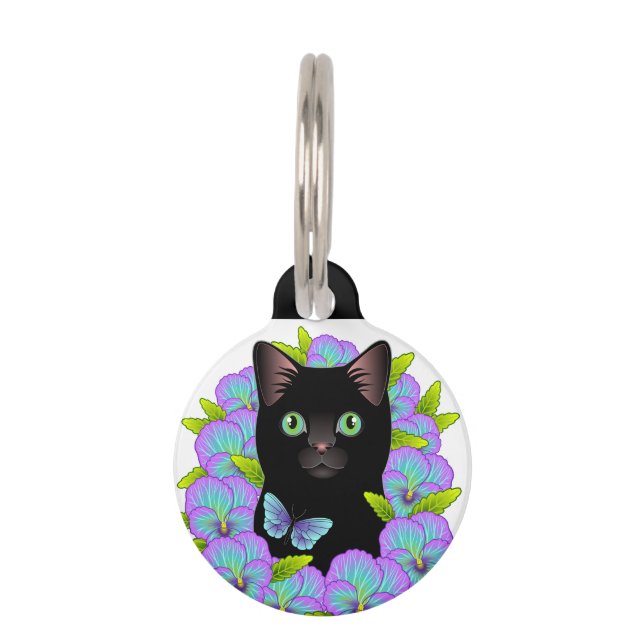 Customizable Black Cat Tag - Sweet Kitty Accessory (Front)