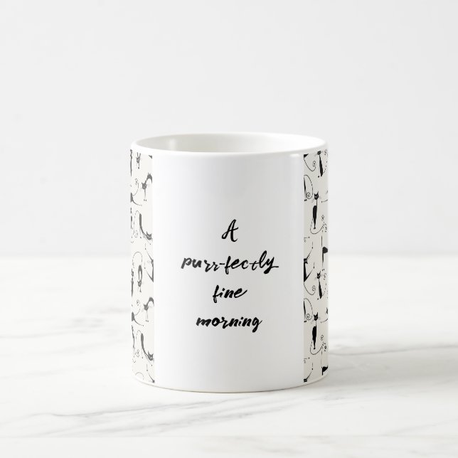 Customizable Black & Cream Cat Mug (Center)