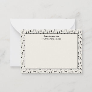Customizable Black & Cream Chic Stationery Cat Card