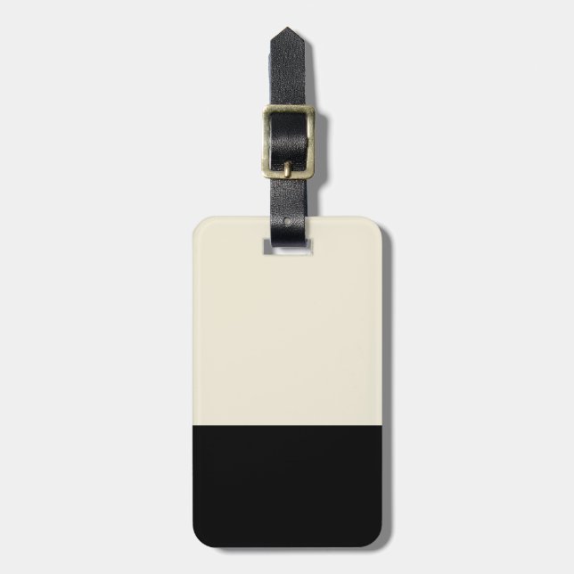Customizable Black & Eggshell White Colour Block Luggage Tag (Front Vertical)