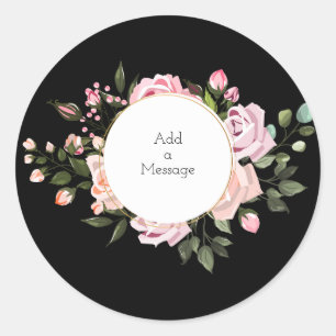 Customizable Black Floral Sticker