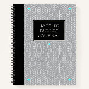Customizable Black & Grey Geometric Bullet Journal