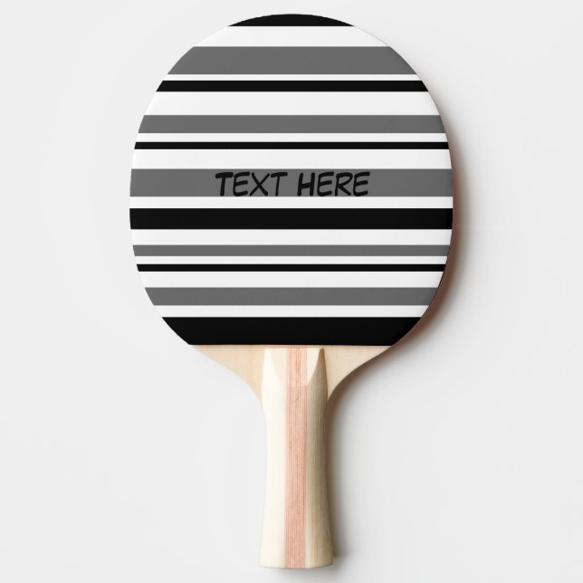 Customizable Black, Grey, White Stripes Ping Pong Paddle (Front)
