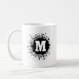Customizable Black Ink Spot Double Monogram Mug