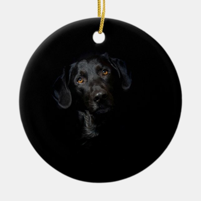 Customizable Black Labrador Retriever Ceramic Ornament (Front)