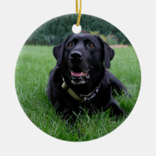 Customizable Black Labrador Retriever Ceramic Ornament