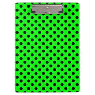 Customizable Black on Lime Green Polka Dots Clipboard