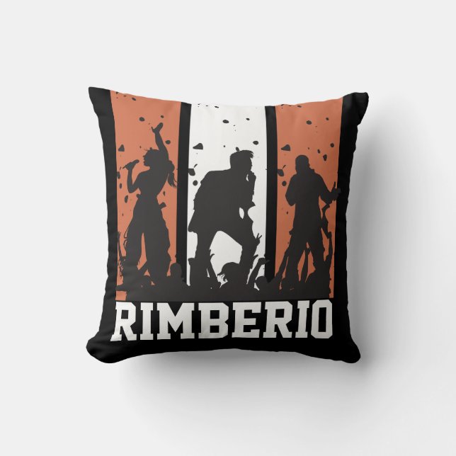 Customizable Black & Orange Vintage Concert  Throw Pillow (Front)