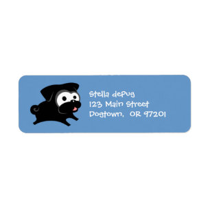 Customizable Black Pug 2 Return Address Labels