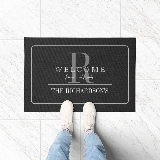 Customizable Black Rubber Design with Personalized Doormat (Indoor)