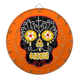 Customizable Black Sugar Skull Dartboard