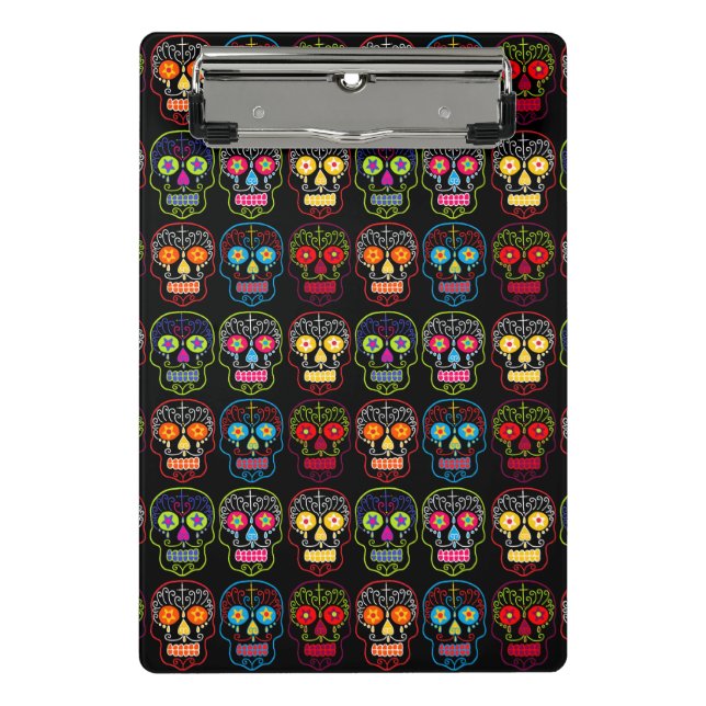 Customizable Black Sugar Skulls Mini Clipboard (Front)