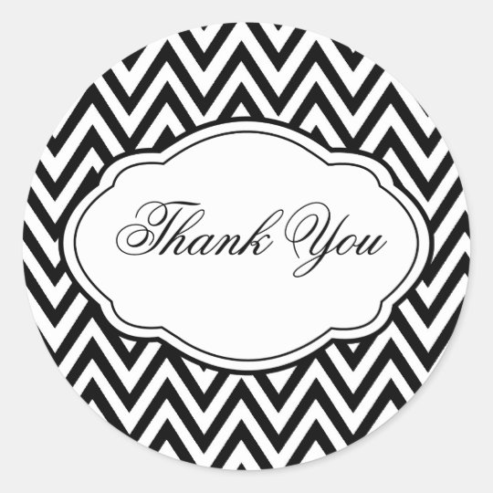 Customizable Black & White Chevron Sticker Label