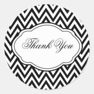 Customizable Black & White Chevron Sticker Label