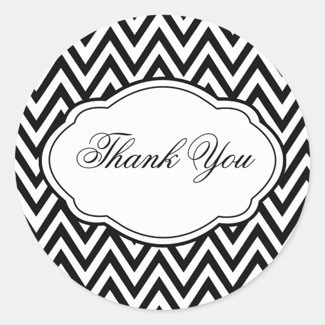 Customizable Black & White Chevron Sticker Label (Front)